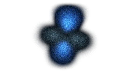 Electron cloud of the hydrogen 3d orbital: two lobes and a ring of probability, each point a possible position of the electron